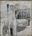 Madárijesztő, 1980, sgraffito, vászon, gipsz, 105x93,5 cm