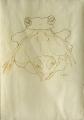 Üzekedő békák, 2001, vegyes technika, olajkréta, papír, 100x70 cm